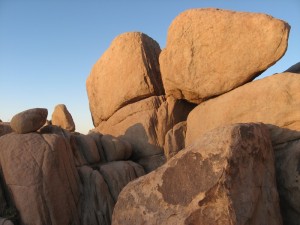 Large boulders at sunset at Joshua Tree National Park